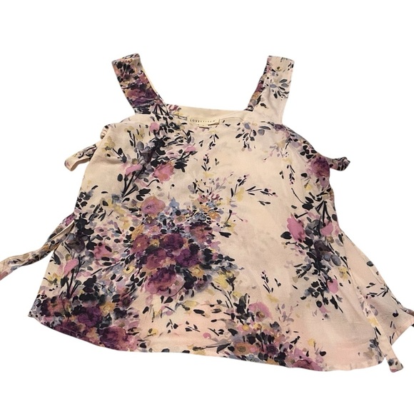 Love Stitch floral print top -wide straps-Side Ties-Size Small-Square neckline - Picture 5 of 9